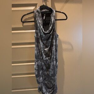 Viereck snake skin cowl neck mini dress